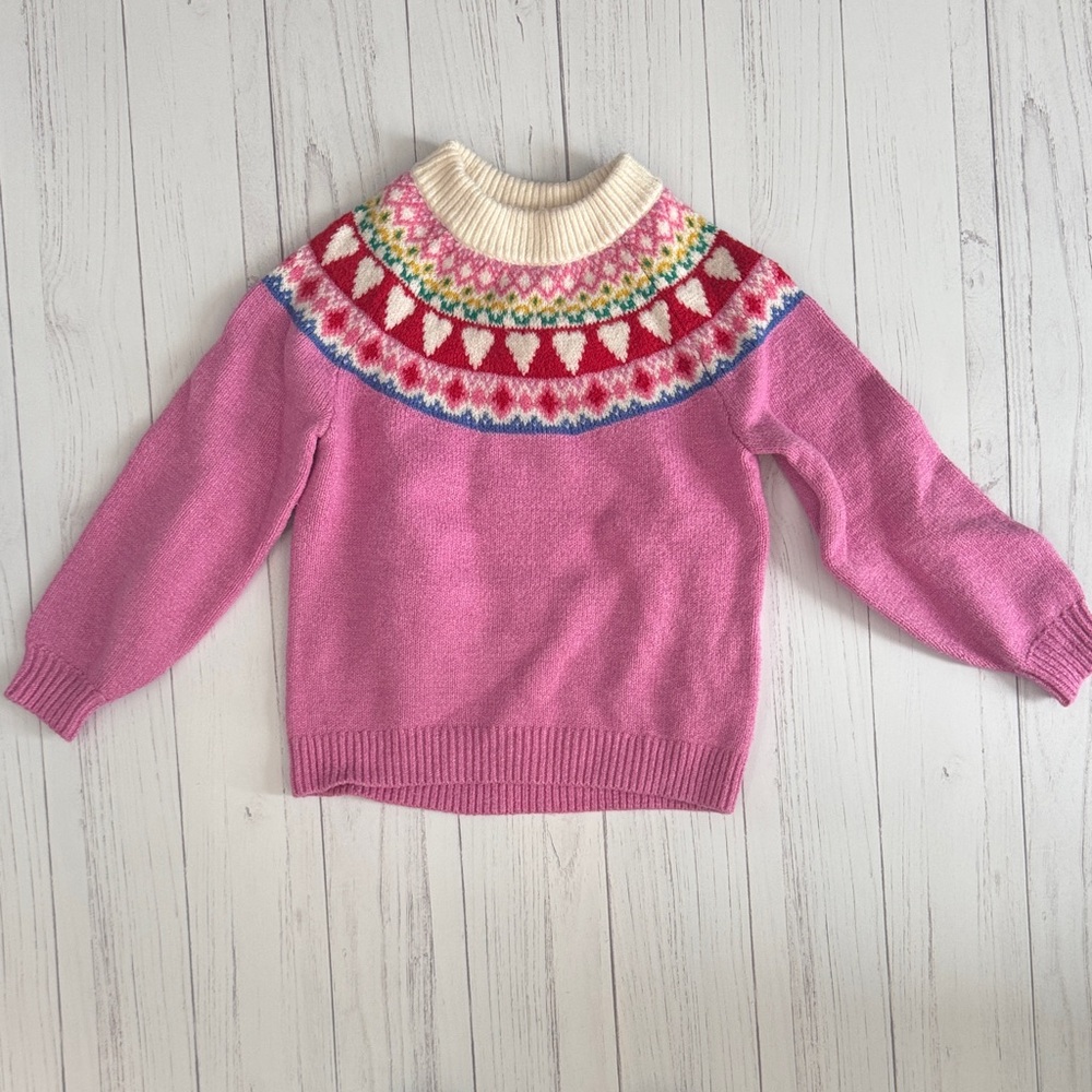 Pink Patterned girls Sweater